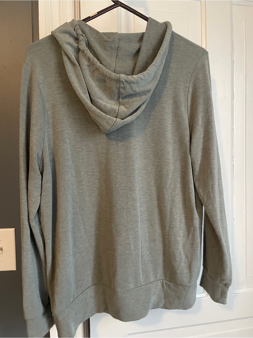 Kaileigh Olive Green Pullover Hoodie with Cream Drawstrings - Picture 5 of 5
